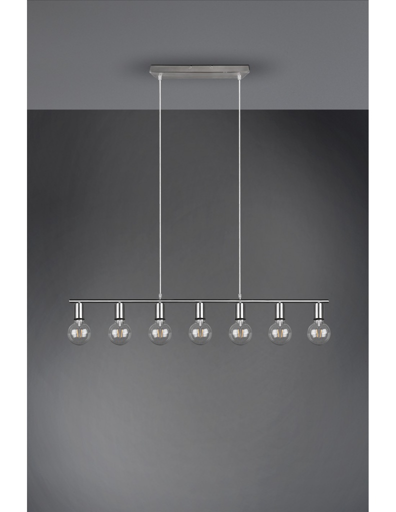 Sospensione 7xE27 Vannes Nichel L110 cm Trio Lighting