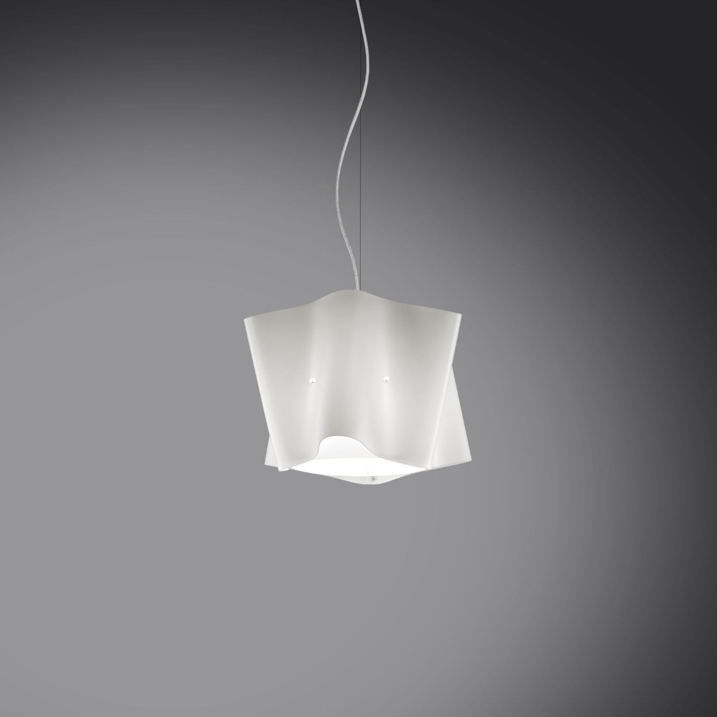Sospensione Bianco in Metallo Cromato Cm. 25 x 25h