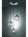 Sospensione Clooney 3 Sfere Vetro Fumé Ø35 cm Trio Lighting