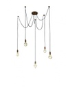 Sospensione Cord Ragno Rame Antico 5xE27 Con Decentramento Trio Lighting