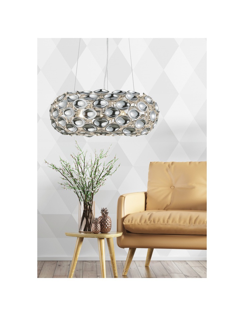 Sospensione Cucchiaio Rotonda Spoon 3xE14 Cromo Ø47 cm Trio Lighting