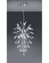 Sospensione Fuochi d'Artificio 7 Luci Minsk Cromo con Gocce Cristallo Trio Lighting