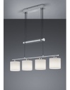 Sospensione Garda Nichel 4 Paralumi Tessuto Bianco L77 cm Trio Lighting