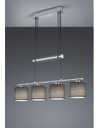 Sospensione Garda Nichel 4 Paralumi Tessuto Grigio L77 cm Trio Lighting