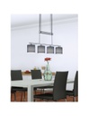 Sospensione Garda Nichel 4 Paralumi Tessuto Grigio L77 cm Trio Lighting
