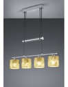Sospensione Garda Nichel 4 Paralumi Tessuto Oro L77 cm Trio Lighting