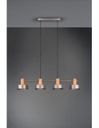 Sospensione Gaya 4xE14 Nichel Antico E Legno L90 cm Trio Lighting