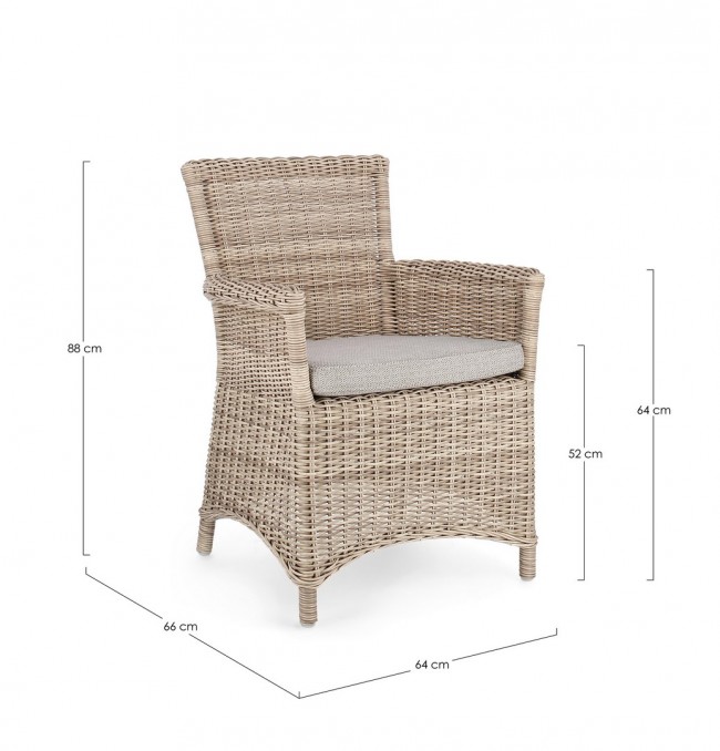 2x Sedia con braccioli con cuscino Jupiter New  Cod.0660338