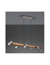 Sospensione Isola Legno 6 Spot Nichel Cilindrici Orientabili Marley Trio Lighting