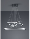 Sospensione Led Dimmerabile 3 Anelli Durban Antracite Ø80 cm Trio Lighting