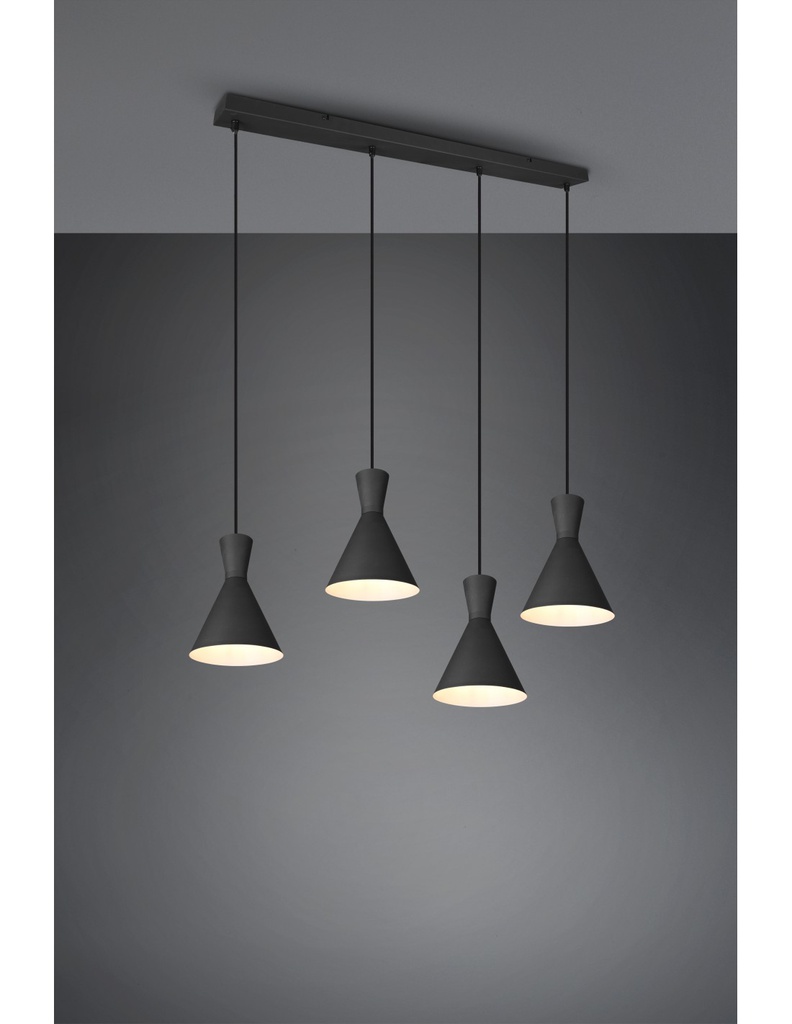 Sospensione Lineare Enzo 4xE27 Nero Opaco Trio Lighting