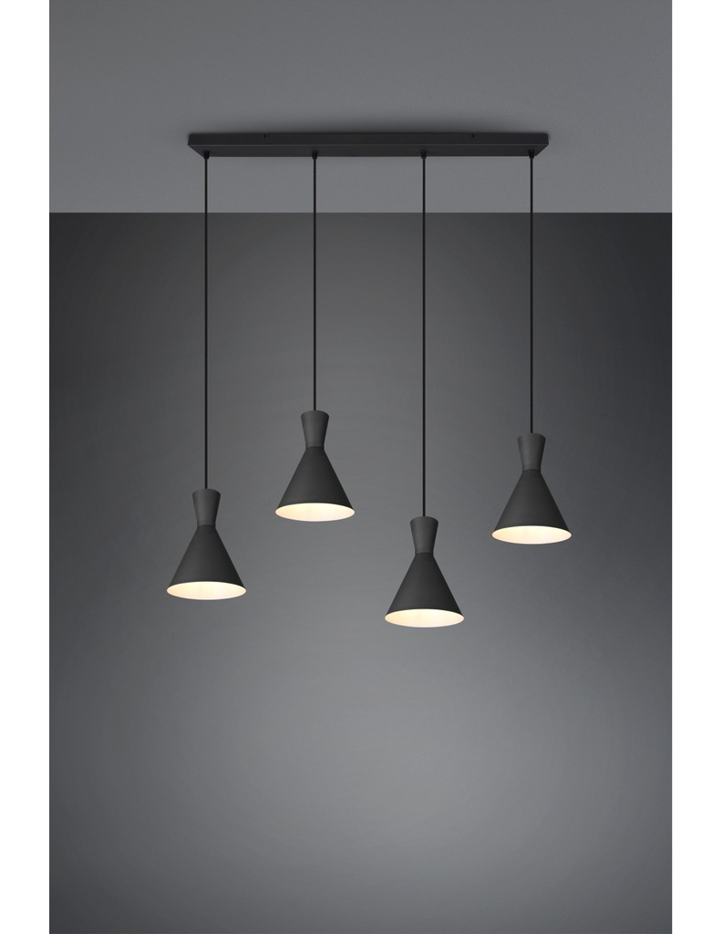 Sospensione Lineare Enzo 4xE27 Nero Opaco Trio Lighting