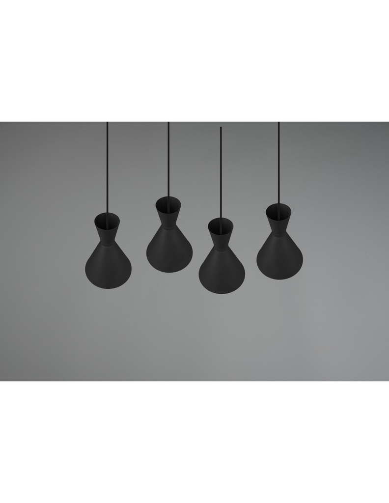 Sospensione Lineare Enzo 4xE27 Nero Opaco Trio Lighting