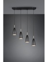 Sospensione Lineare Isola Farin 4 Luci Nero E Ottone Trio Lighting
