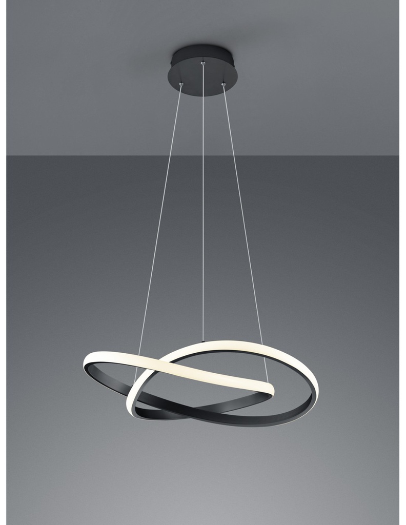 Sospensione Moderna Course Antracite Nero Led Dimmerabile 27W Ø60 cm Trio Lighting