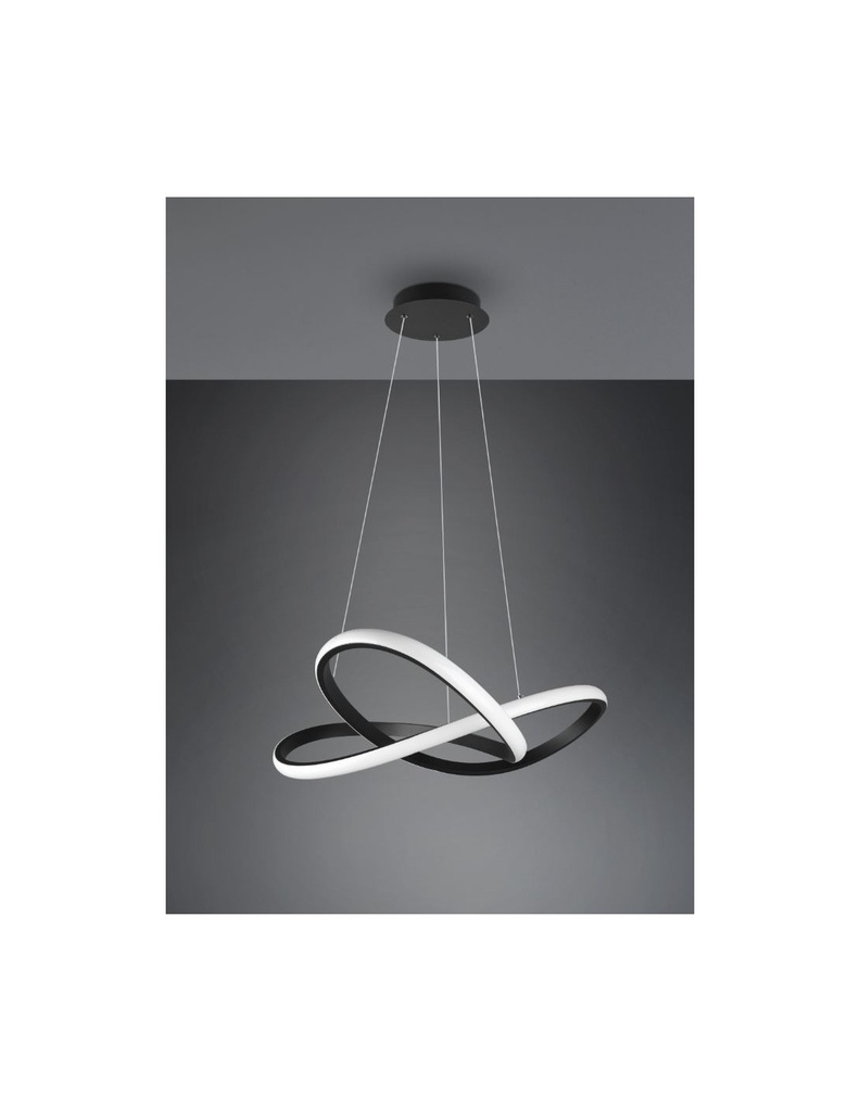 Sospensione Moderna Course Nera Led Dimmer 27W Ø60 cm Trio Lighting