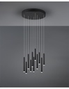 Sospensione Moderna Tubular 11 Tubi Led Nero Ø40 cm Trio Lighting