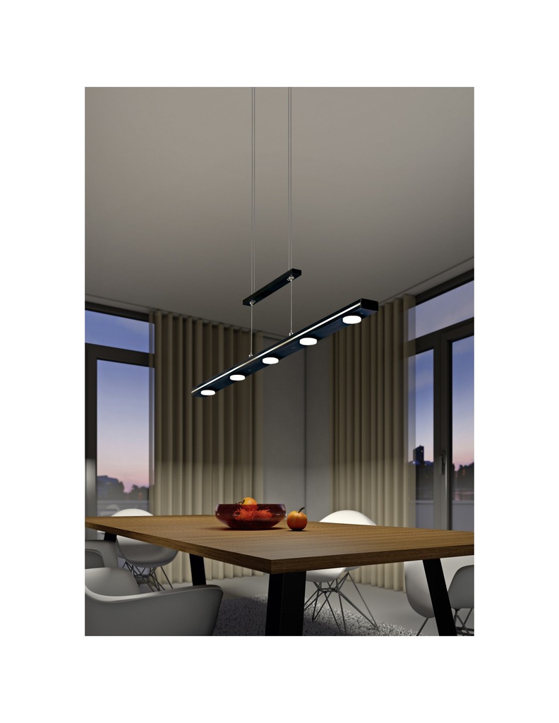 Sospensione Nera Piastra Rettangolare 7 Led Sopra e Sotto Lacal Trio Lighting