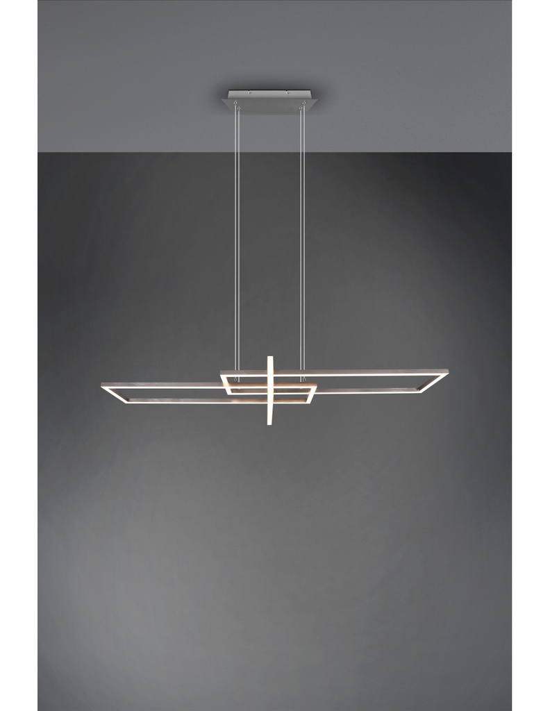 Sospensione Salinas 3 Rettangoli Led 34w Nichel L110 cm Dimmerabile Trio Lighting