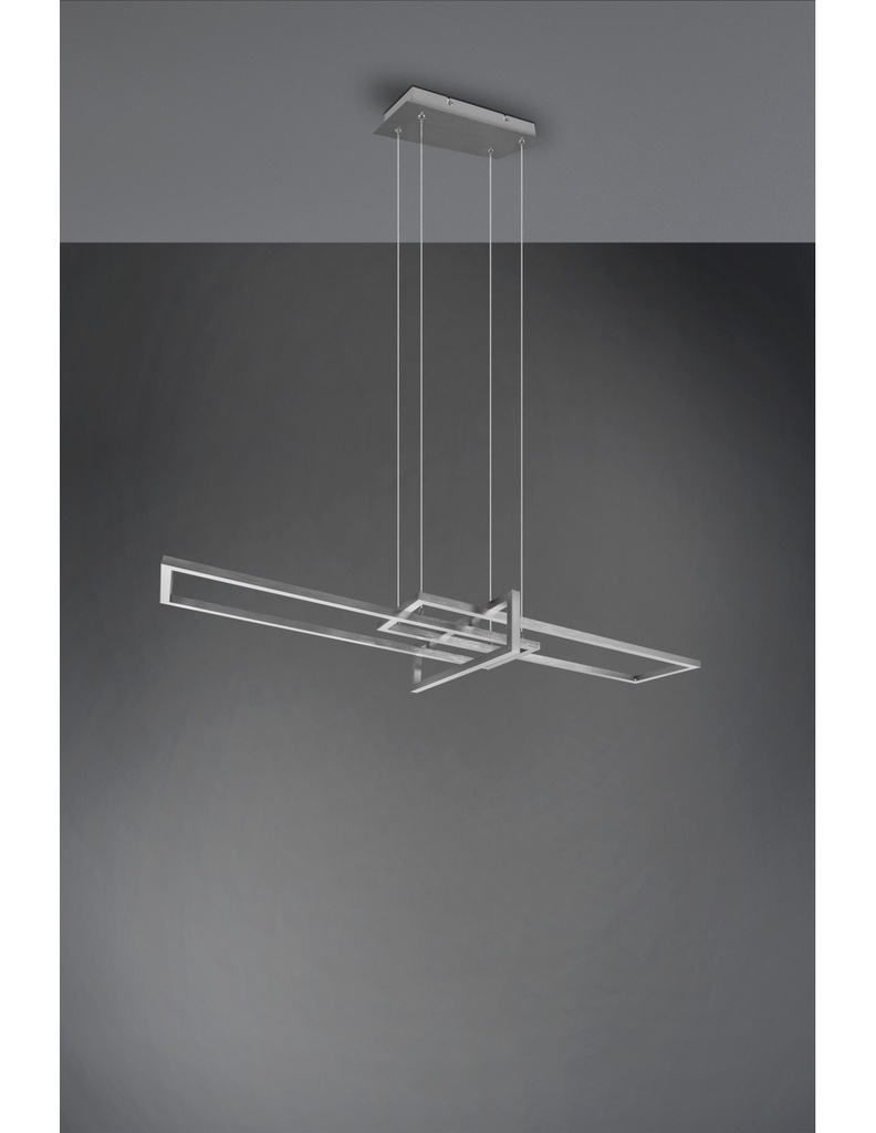Sospensione Salinas 3 Rettangoli Led 34w Nichel L110 cm Dimmerabile Trio Lighting