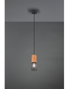 Sospensione Tosh Nero 1xE27 Legno E Gabbia Metallica Ø10 cm Trio Lighting