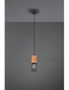 Sospensione Tosh Nero 1xE27 Legno E Gabbia Metallica Ø10 cm Trio Lighting