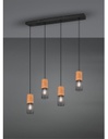 Sospensione Tosh Nero 4xE27 Legno E Gabbia Metallica L65 cm Trio Lighting
