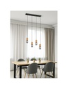 Sospensione Tosh Nero 4xE27 Legno E Gabbia Metallica L65 cm Trio Lighting