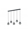 Sospensione in Linea 5 Sfere Vetro Fumé Balini Antracite Trio Lighting