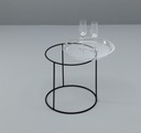 Tavolino con top in vetro temperato e base nera 40x40 cm