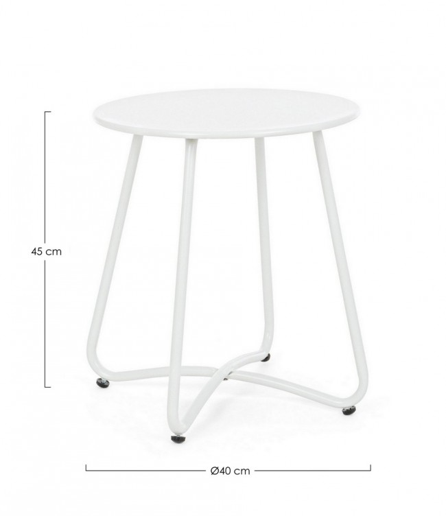 Tavolino Wissant Bianco D40 in metallo