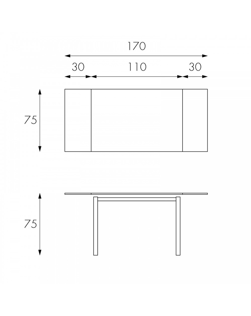 Tavolo Allungabile 110-170 x 75 cm - Baud 