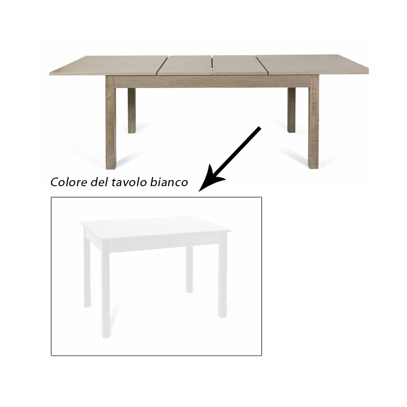 Tavolo pranzo allungabile bianco interamente legno nobilitato cm 90x160-240