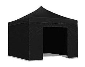 Telo laterale impermeabile nero con porta avvolgibile per gazebo richiudibile - 3x2mt