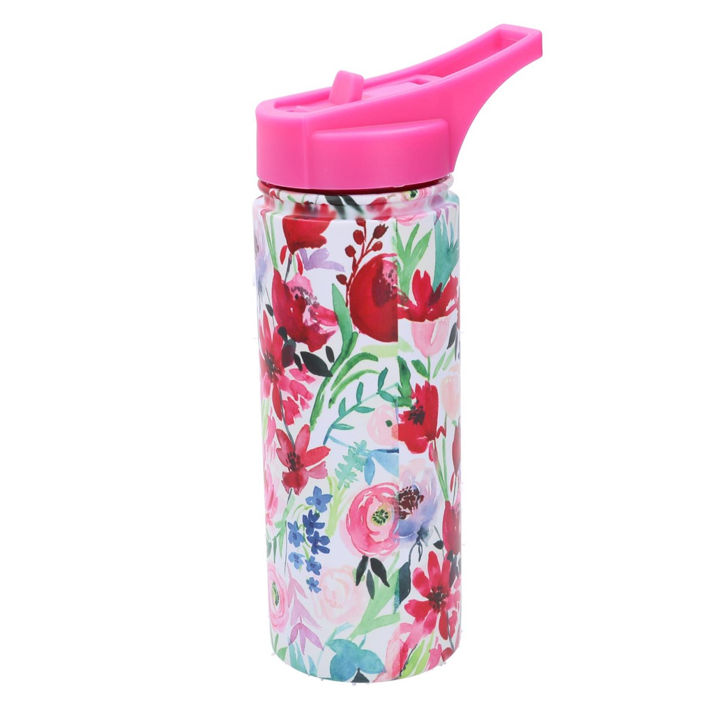 Thermos acciaio fiori rosa tondo 0,5L cm5,5x11h23