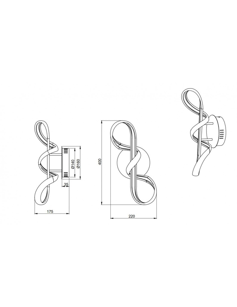 Applique Perugia Design Fiocco Cromo Led Dimmer 4000k Trio Lighting
