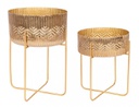 Set 2 porta vaso oro in alluminio stile vintage