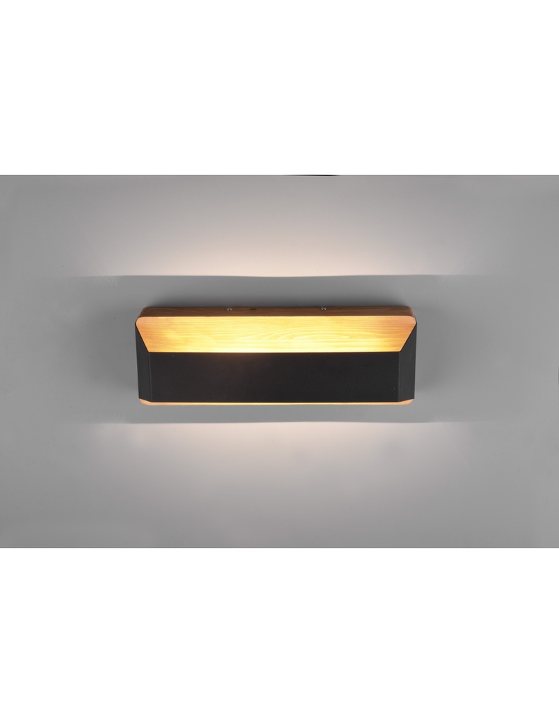 Applique Rettangolare Doppia Emissione Led Arino Legno Nero Trio Lighting