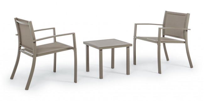 Set giardino da 3 salotto metallo tortora Auri