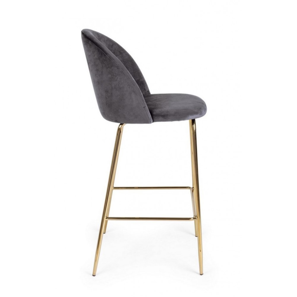Sgabello design contemporaneo Bar Carry velluto grigio scuro