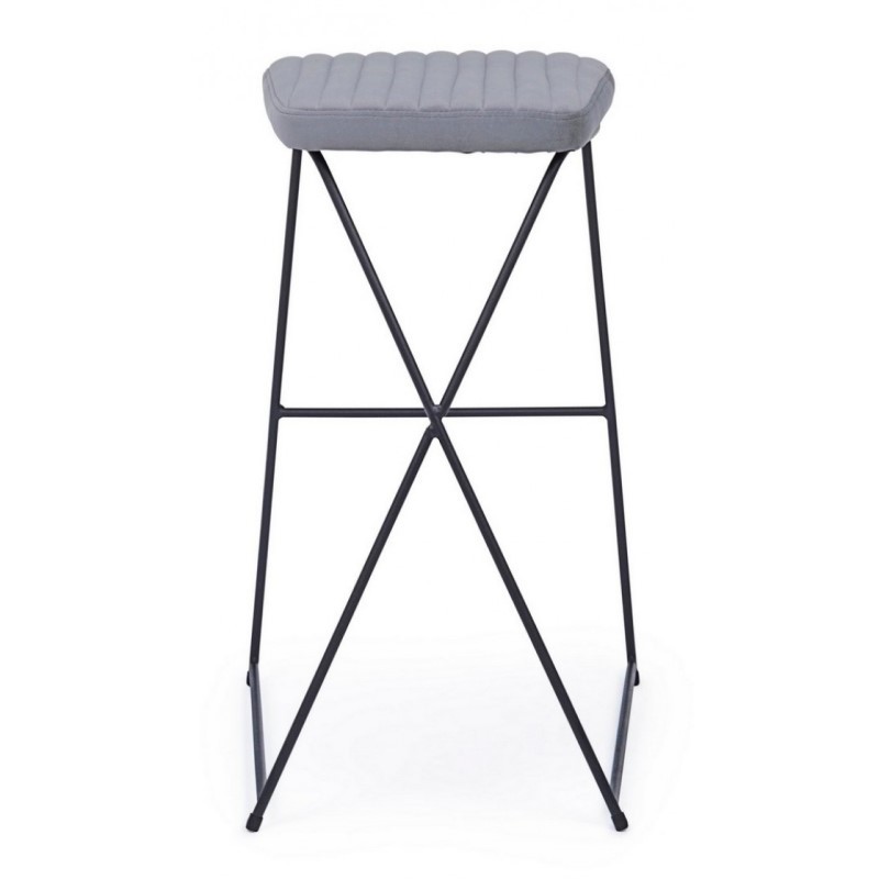 Sgabello da Bar in acciaio e velluto Grigio KINSLEY 40x46 h76 cm