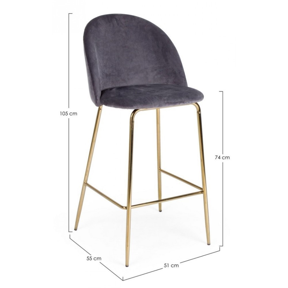 Sgabello design contemporaneo Bar Carry velluto grigio scuro