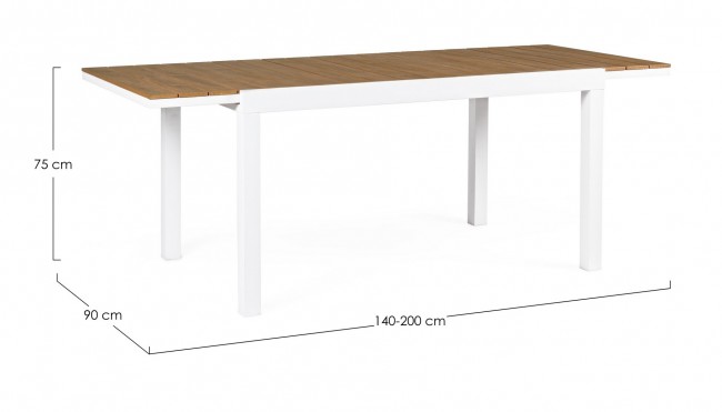 Tavolo allungabile 140-200x90 bianco in alluminio