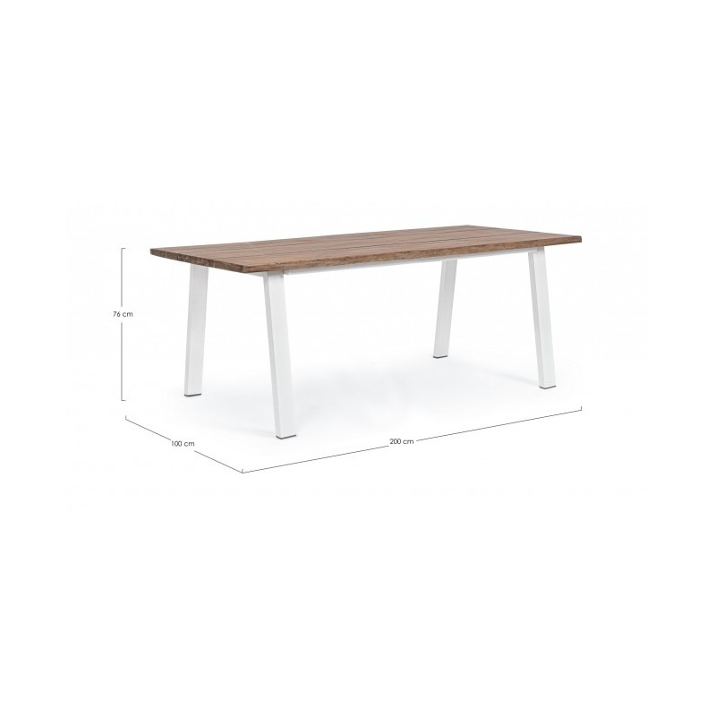 Tavolo Oslo da giardino Bianco-Naturale 100x200 cm