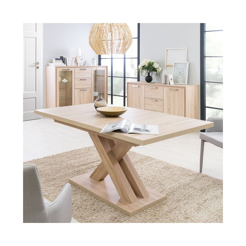 Tavolo allungabile gambe a incrociate colore rovere sonoma 160-200x90xh76 cm