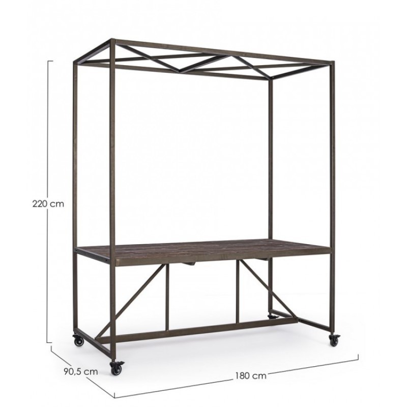 Tavolo industriale espositore con tetto 180x220h cm