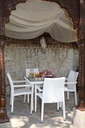 Tavolo polyarattan quadrato bianco crema con vetro 90x90x77h cm