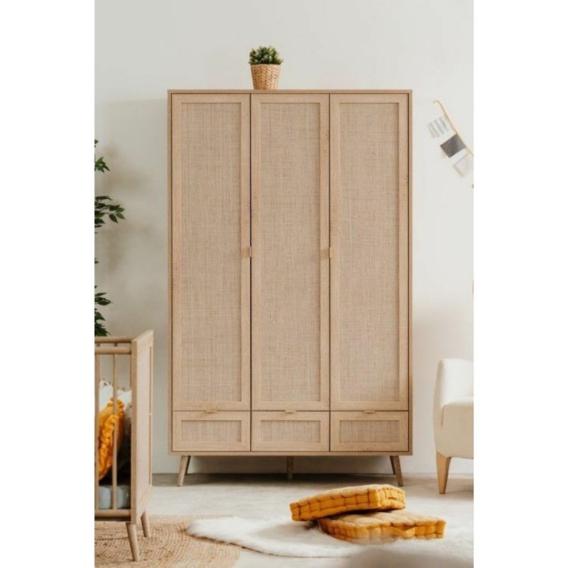 (3c) Armadio Bali 60B 3 ante e 3 cassetti effetto vimini