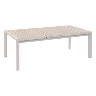 Tavolo rettangolare Evasion 10 posti alluminio stampato effetto legno lino argilla  214x110x77 cm