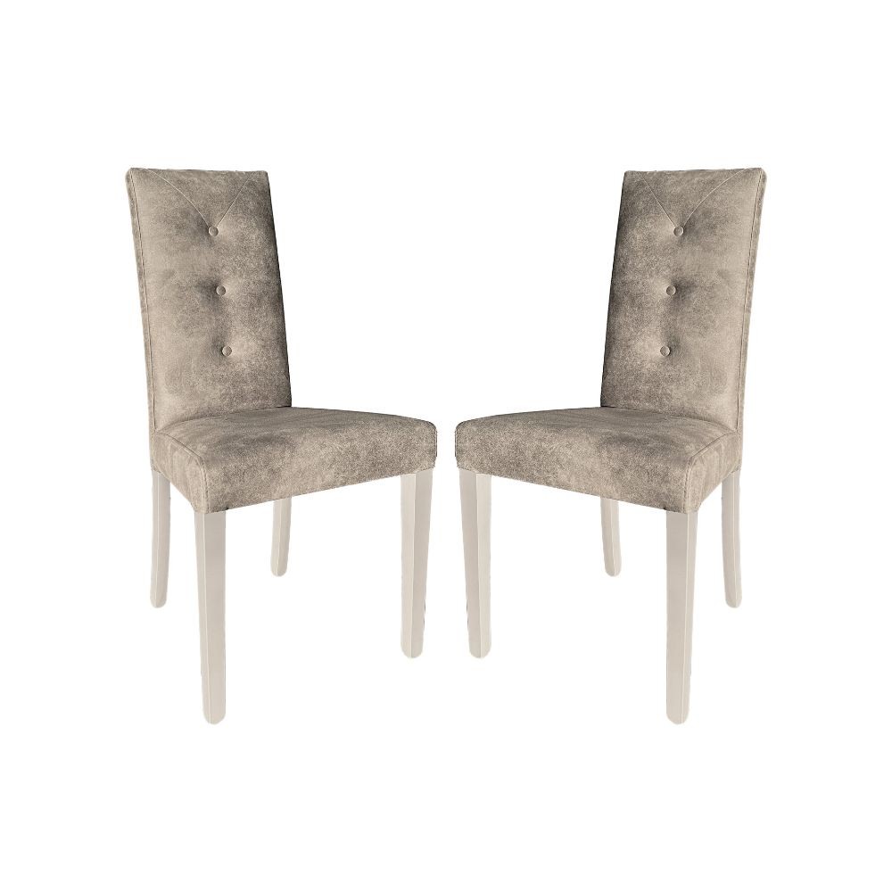 2X Sedia Montecarlo 3 bottoni tessuto tortora H101xL47xP46